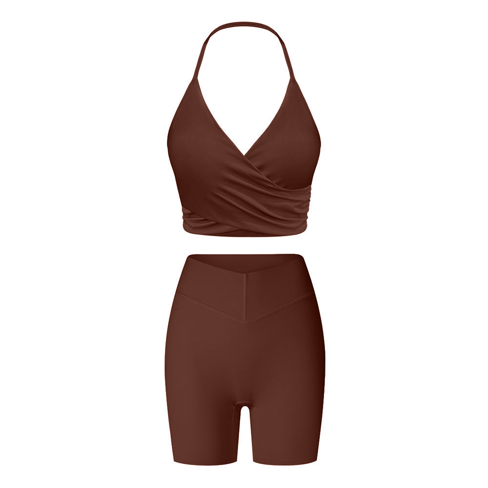 Brushed Performance Long Sleeve Crop Top and Leggings Yoga Activewear Set