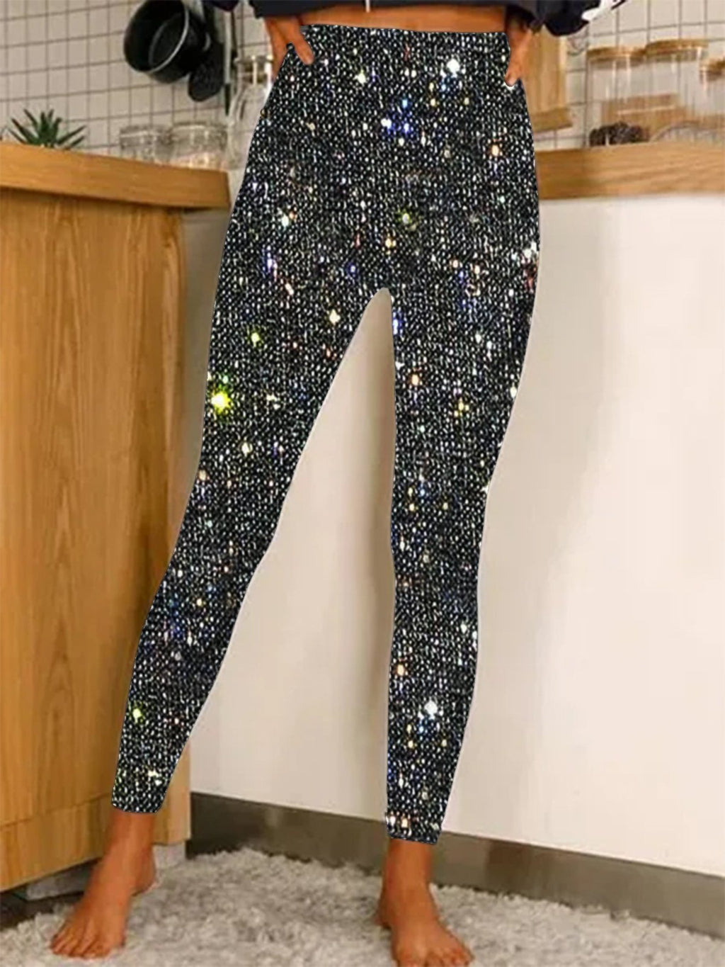 Women's Sparkle Sequin Leggings - Glamorous Party Pants