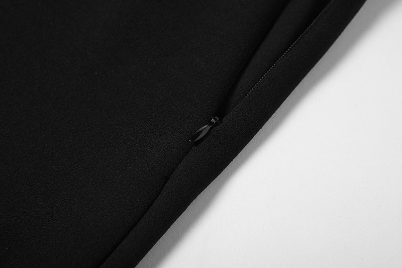 Chic Black High Waist Long Skirt with Statement Side Slit and Button Accents