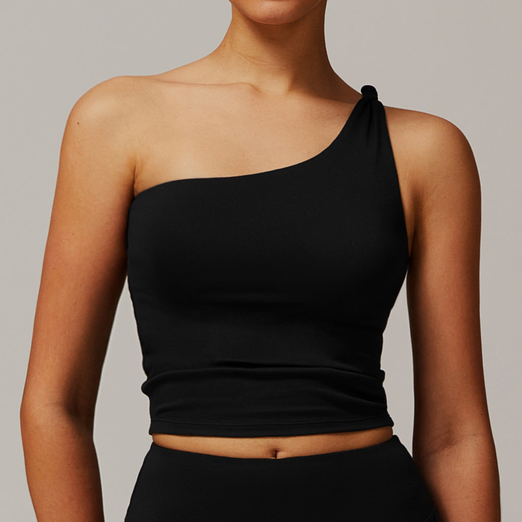Stylish One Shoulder Waist Shaping Workout Crop Top