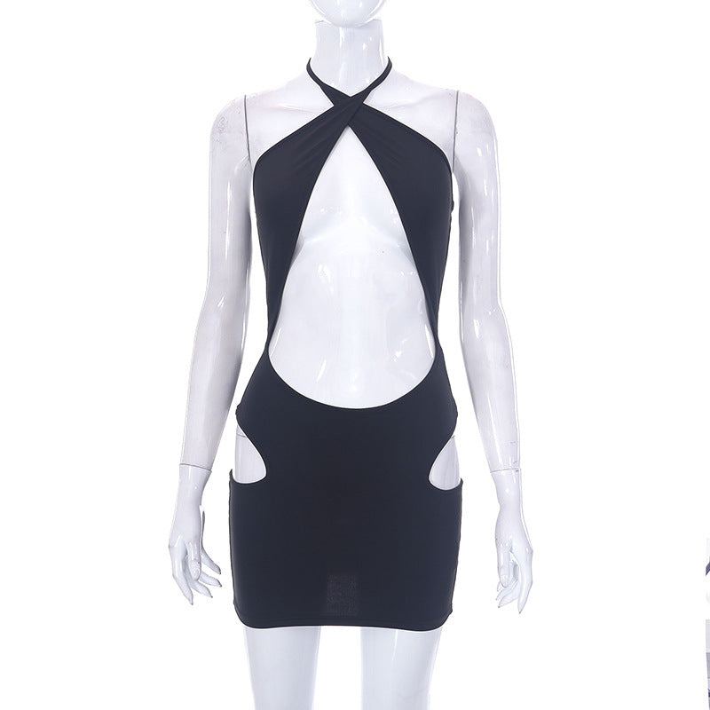 Chic Halter Neck Cut Out Bodycon Mini Dress for Women