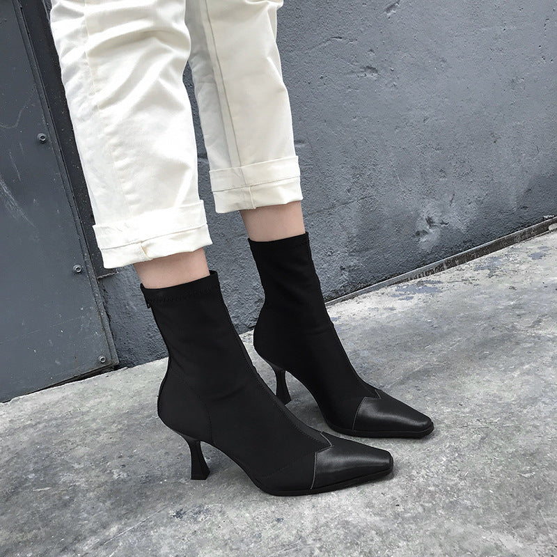Elegant Stiletto Sock Ankle Boots