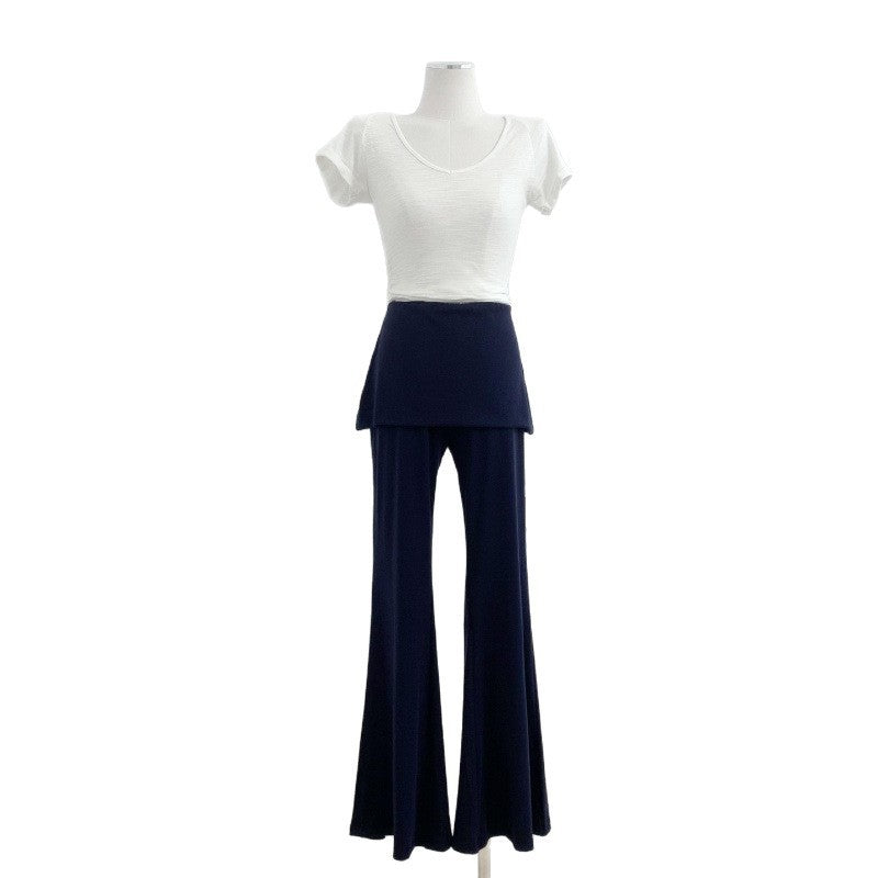 Chic Cotton Wide Leg Pants with Fold-Over Waist - Loose & Casual