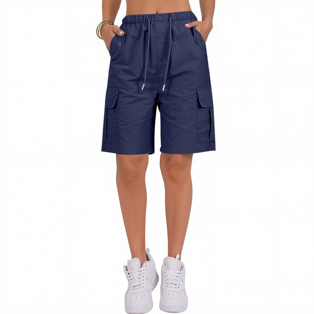 Comfortable Quick-Drying Women's Casual Cropped Cargo Shorts with Pockets