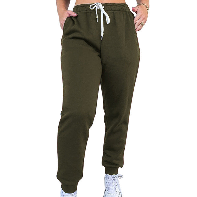 Comfortable Women's Solid Color Drawstring Waist Casual Lounge Jogger Sweatpants