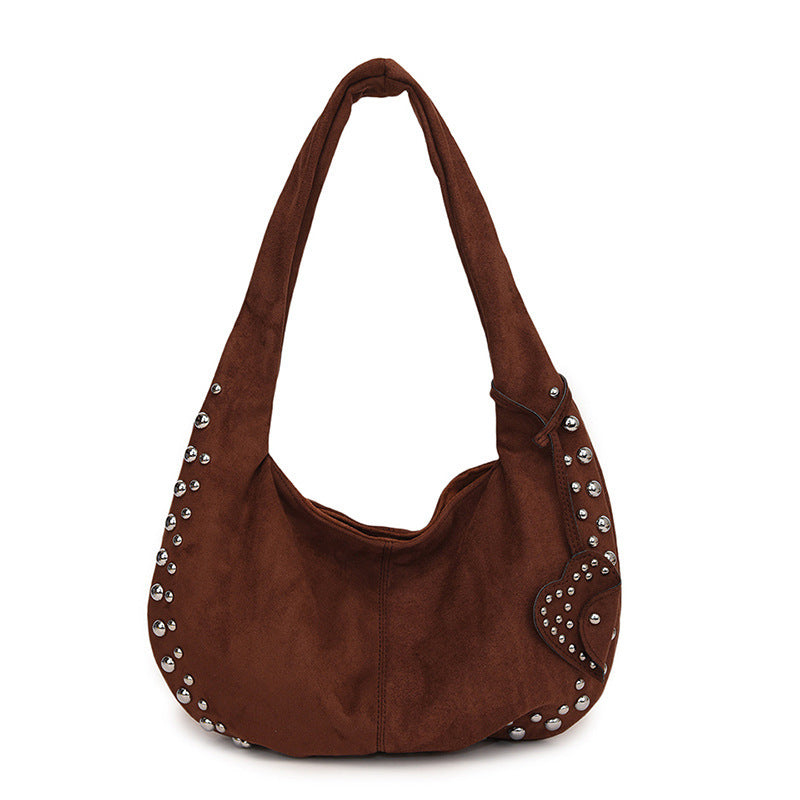 Trendy Studded Plush Underarm Shoulder Bag - Women's Chic Handbag