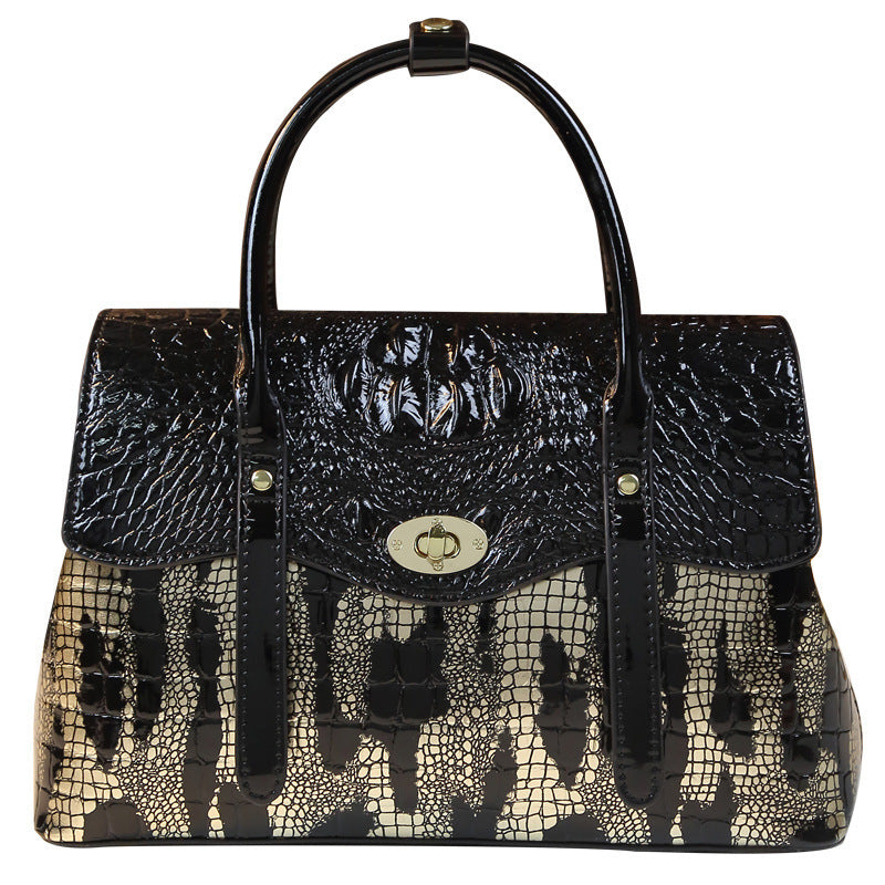 Chic Crocodile Embossed PU Leather Top Handle Crossbody Shoulder Bag