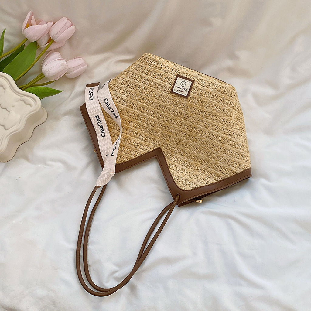Chic Straw Tote Bag - Large Capacity Commuter Handbag