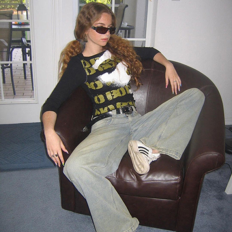 Trendy Gradient Wash Mid-Waist Jeans for Women