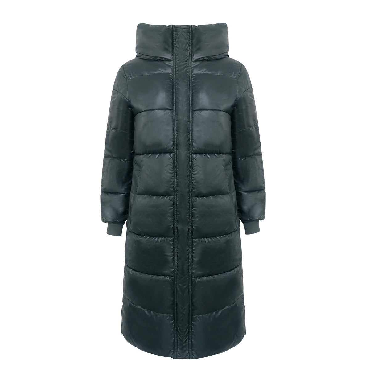 Chic Padded Longline Puffer Jacket with Hood for Winter Elegance