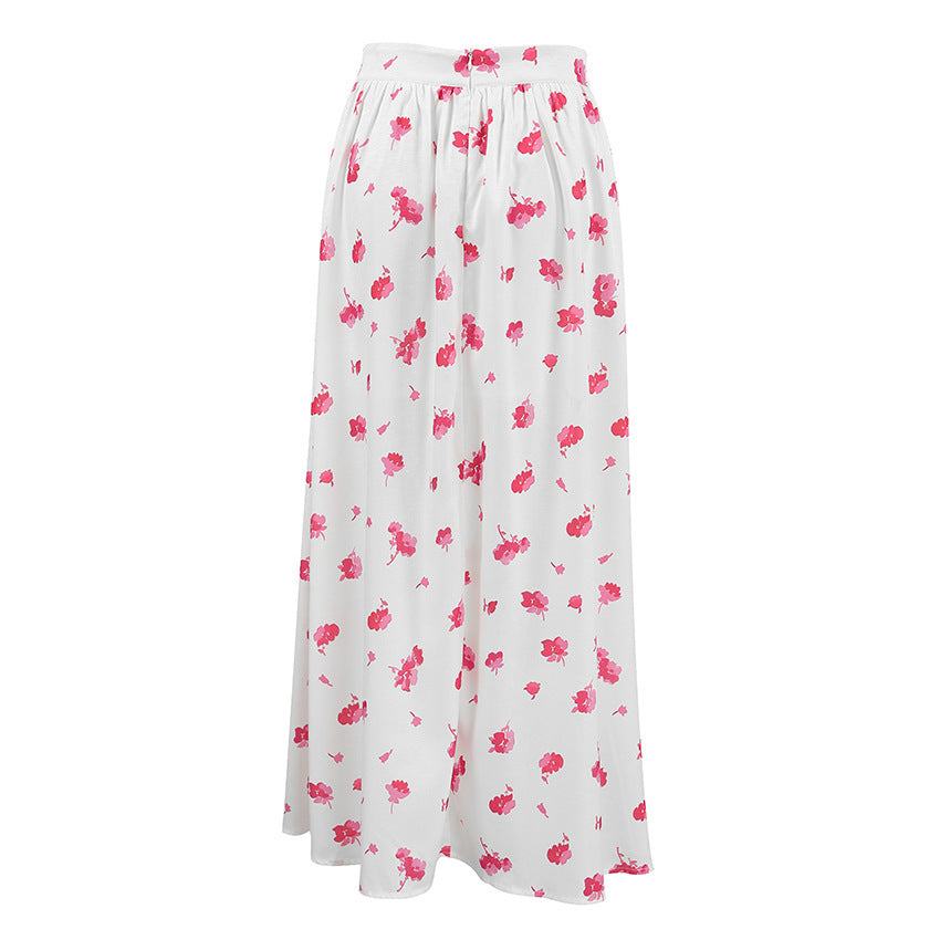 Fashionable High Waist Floral Split Maxi Skirt for Summer