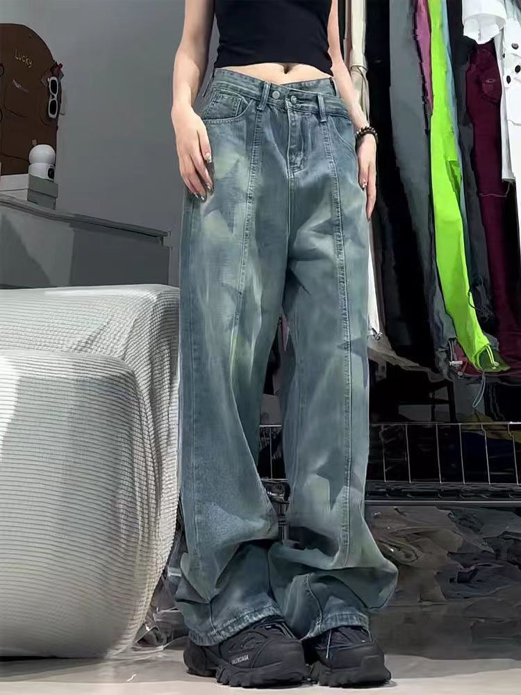 Trendy Star Print Baggy Wide-Leg Jeans