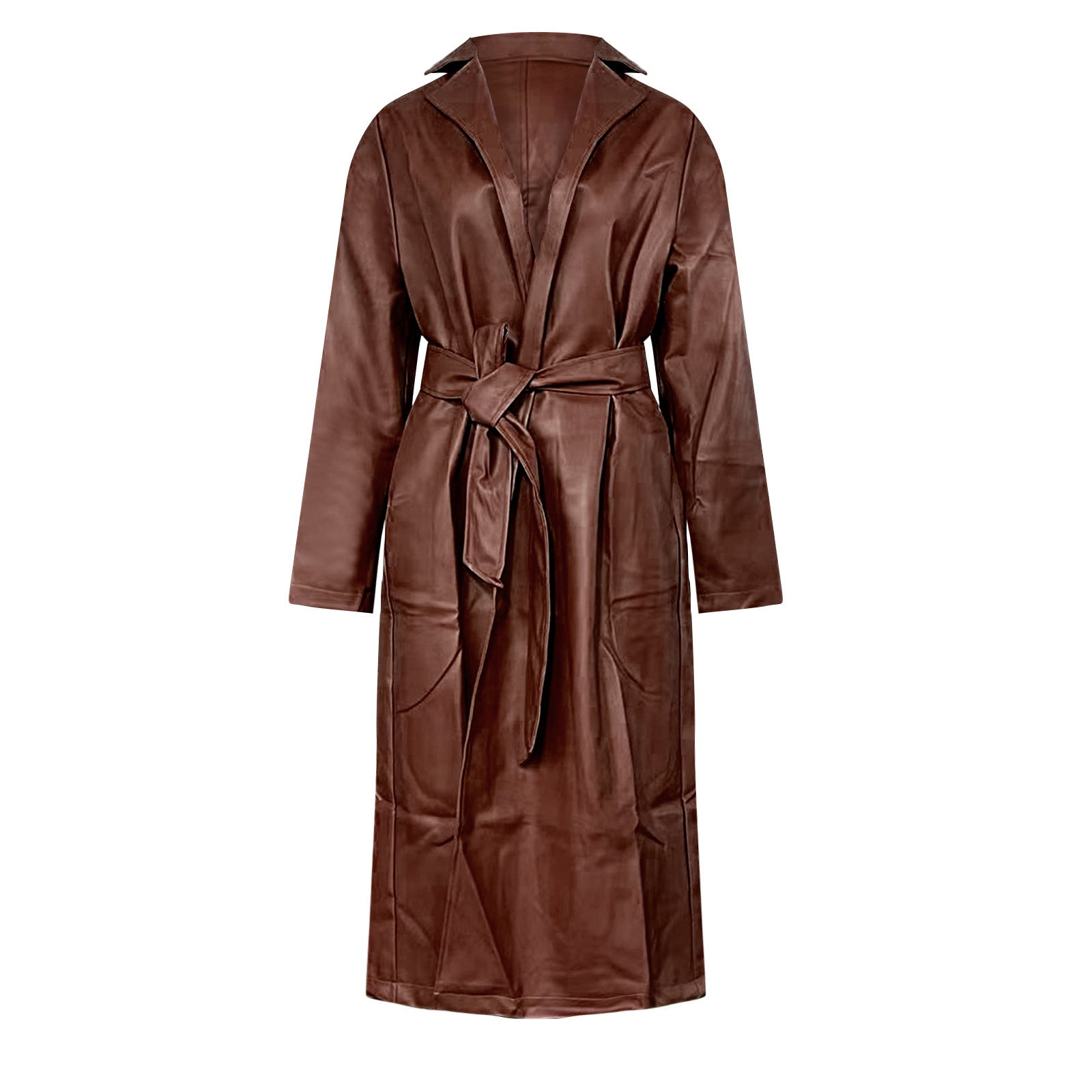 Urban Edge Faux Leather Trench Coat