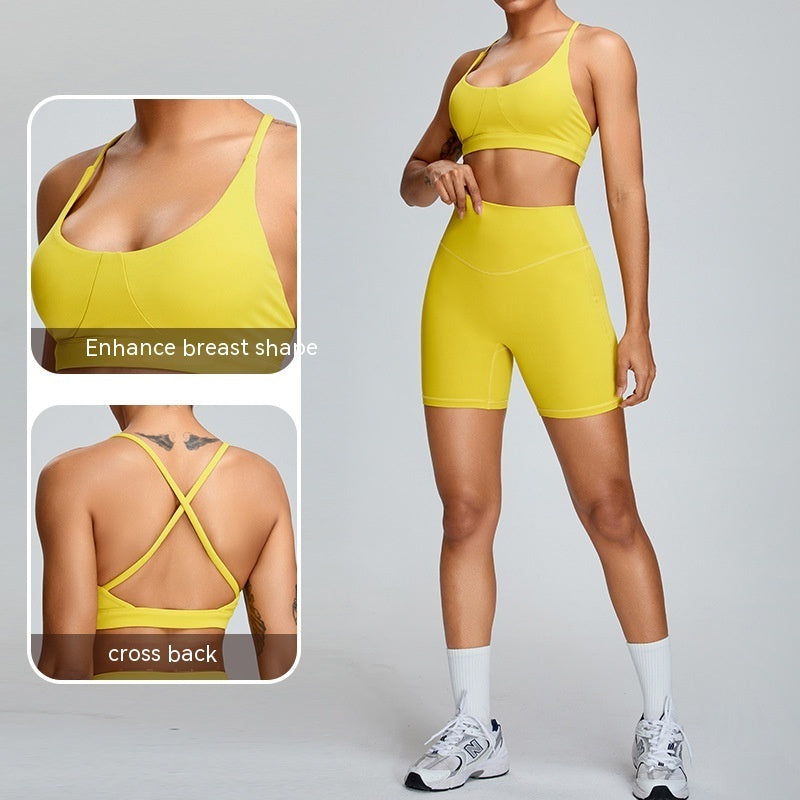 Effortless Comfort Activewear Performance Yoga Shorts and Seamless Sports Bra Set