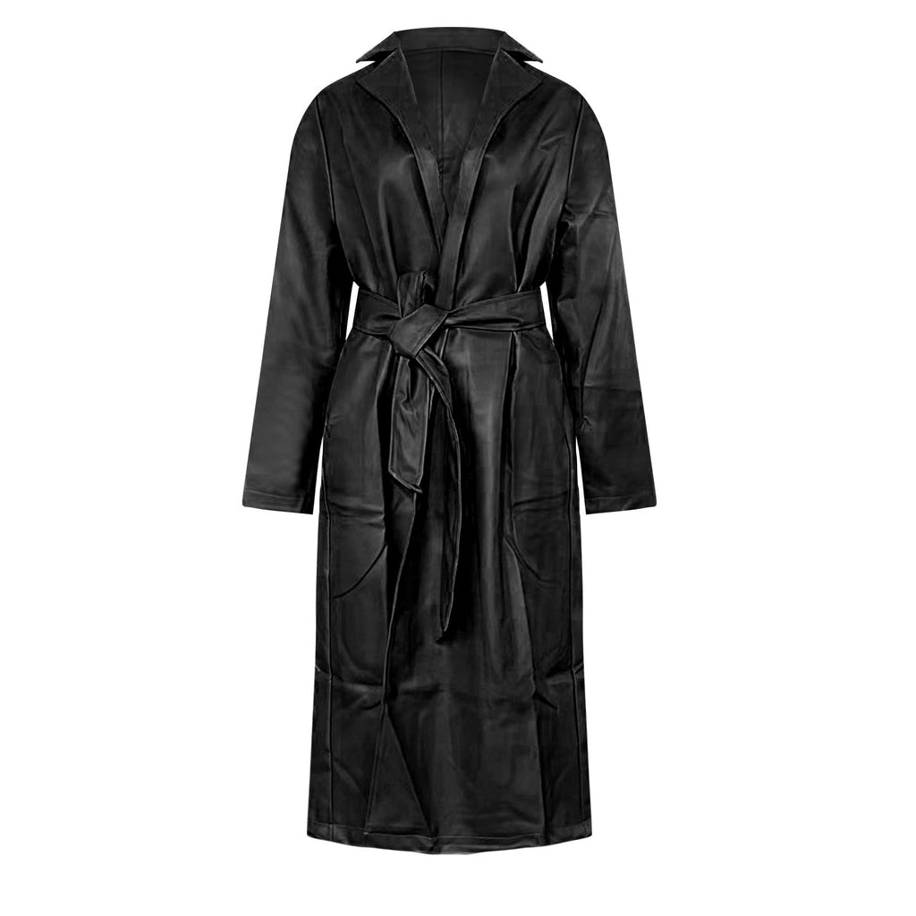 Urban Edge Faux Leather Trench Coat