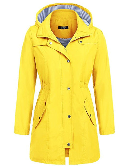 Women's Lightweight Hooded Trench Coat - Stylish & Water-Resistant