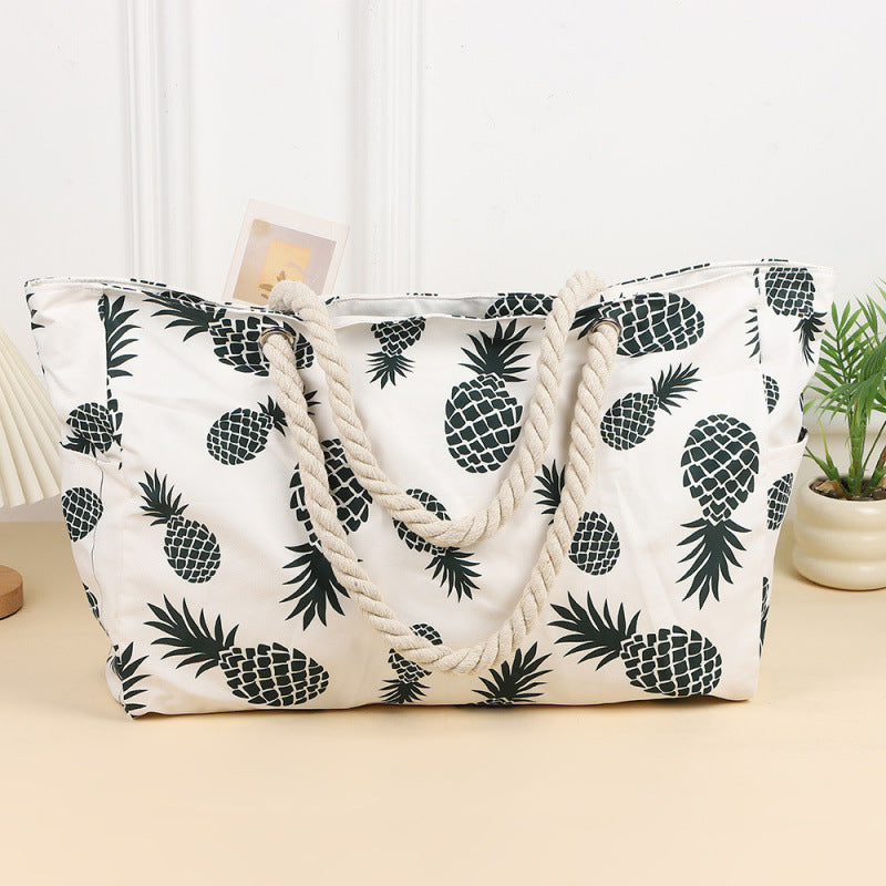 Large Canvas Beach Tote Bag for Women - Tropical & Versatile