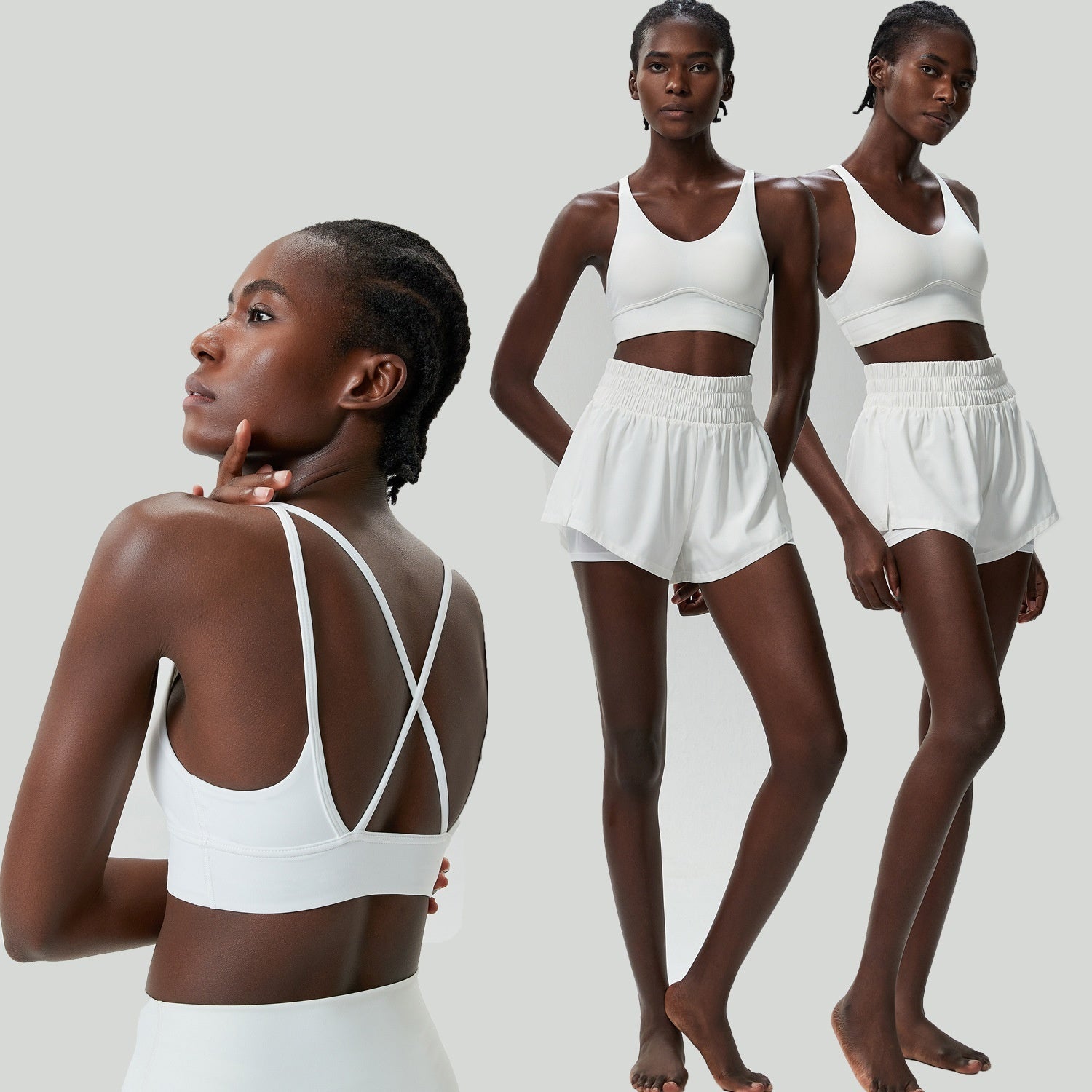 Quick Drying Nylon Athletic Crop Top and Dolphin Line Shorts Set for Fitness and Yoga
