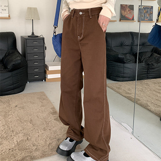 Chic Brown Wide-Leg Denim Jeans