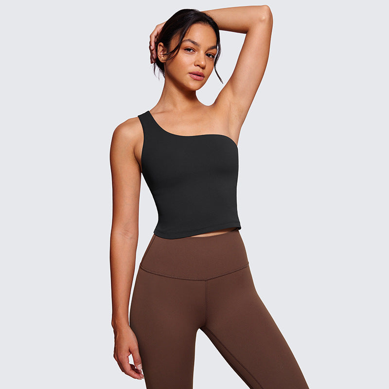 Women's Breathable High Elastic One Shoulder Athletic Yoga Tank Top