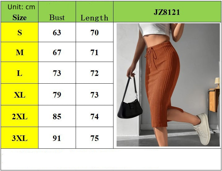 Effortless Comfort Ribbed Drawstring Midi Skirt Caramel Hue