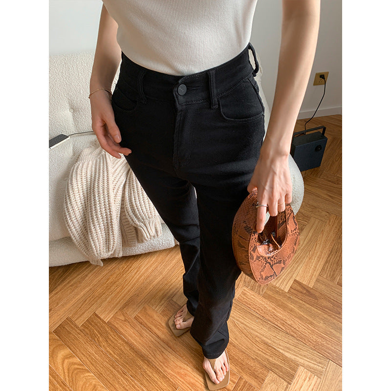 Women's High Waist Slim Flared Cotton Jeans