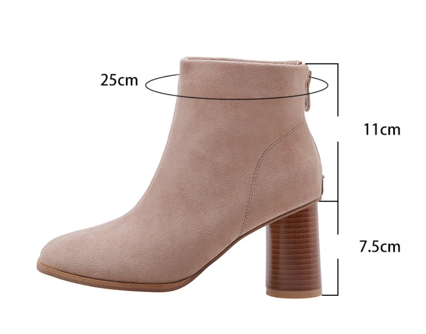 Chic Frosted Block Heel Ankle Boots