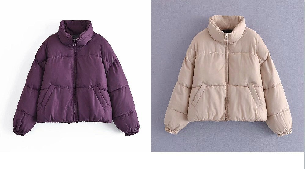 Chic Urban Puffer Jacket with Stand Collar Cozy Winter Essential