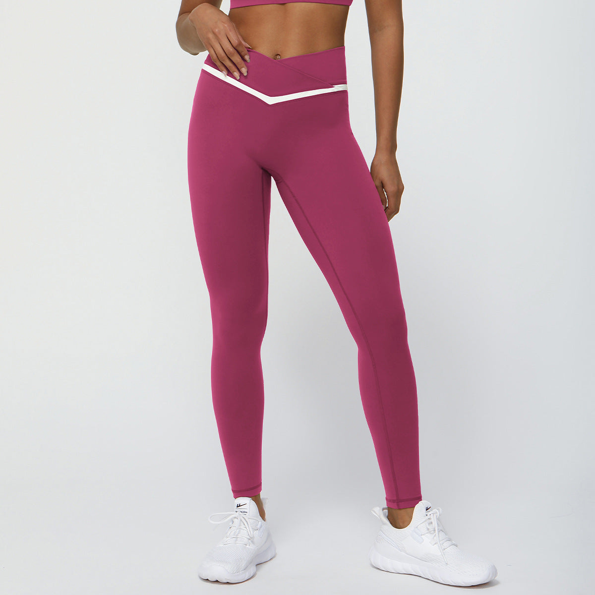 High Waisted V Shape Cropped Fitness Leggings for Active Performance