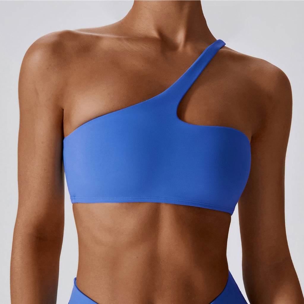 Ariana Vogue Oblique Shoulder Nude Feel Sports Bra - Yoga & Training