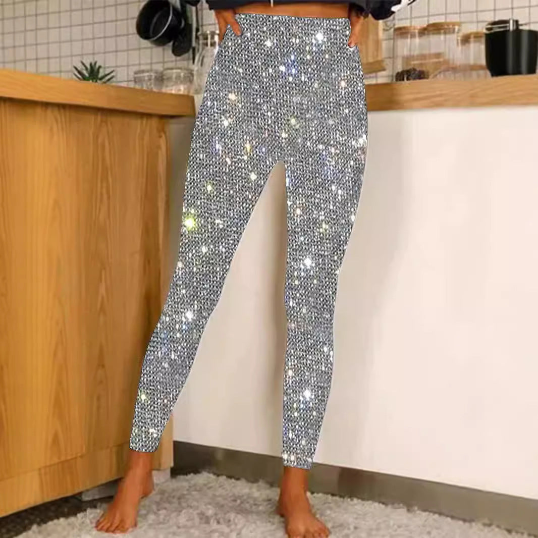 Women's Sparkle Sequin Leggings - Glamorous Party Pants