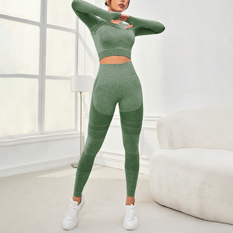 Seamless Super Stretch Long Sleeve Crop Top and Leggings Activewear Set