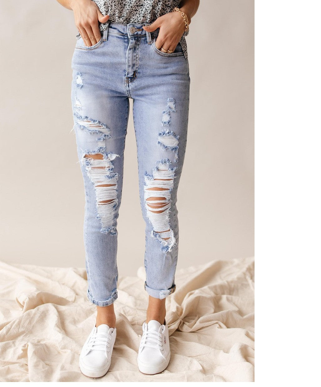 City Chic High-Waist Ripped Skinny Jeans
