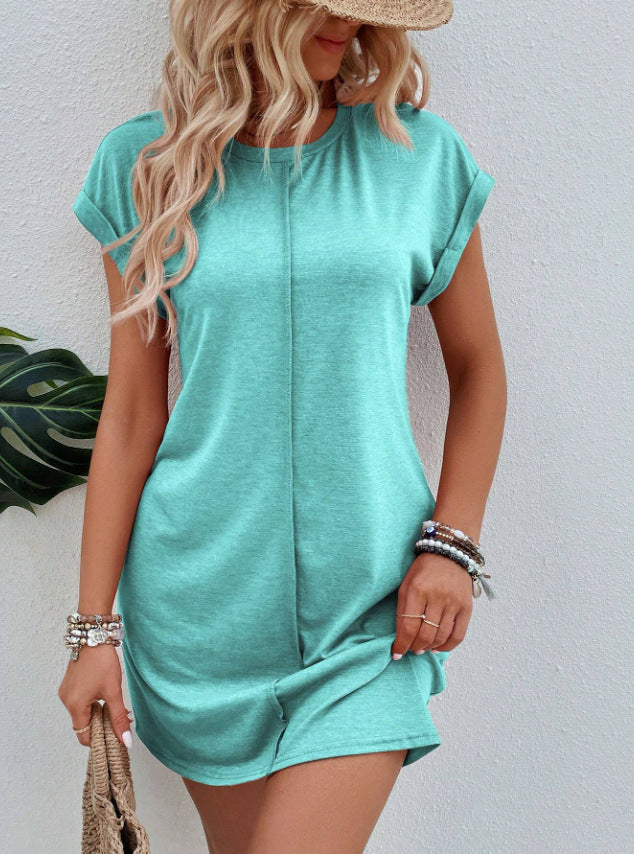 Ariana Vogue Casual Short Sleeve Midi Dress - Versatile Comfort