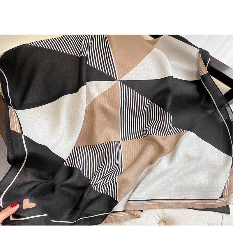 Geometric Print Tencel Cotton Scarf