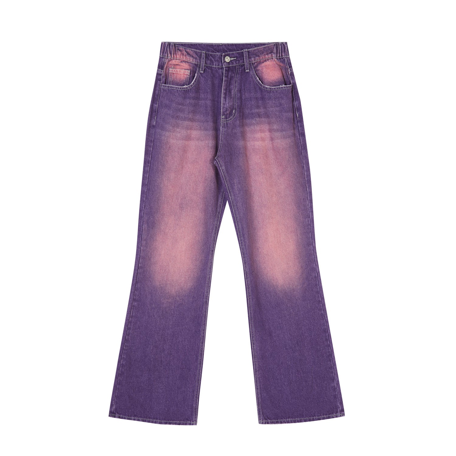 Street Washed Purple Distressed Straight Leg Denim Jeans