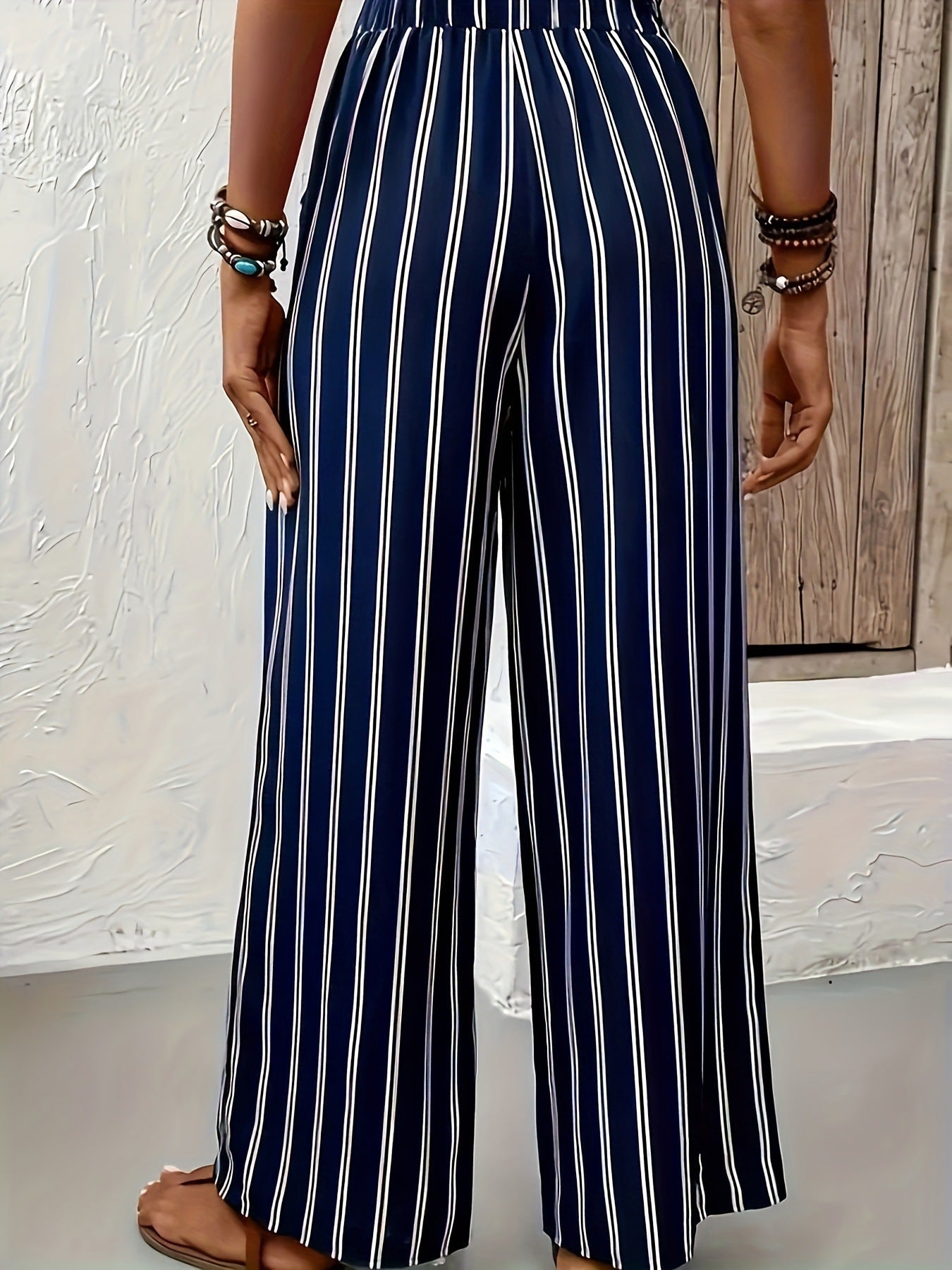Chic Striped High-Waist Wide-Leg Pants for Women