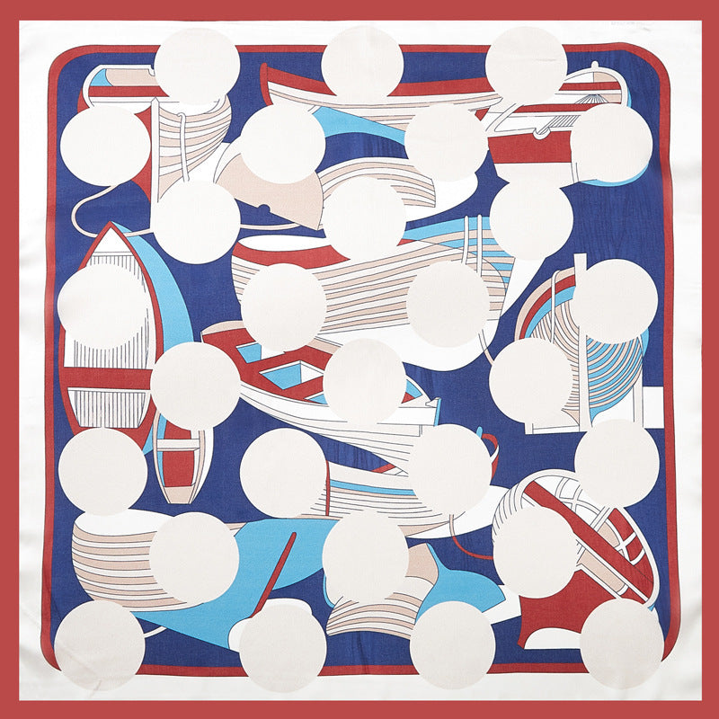 Chic Printed Silk-Feel Square Scarf 53x53cm