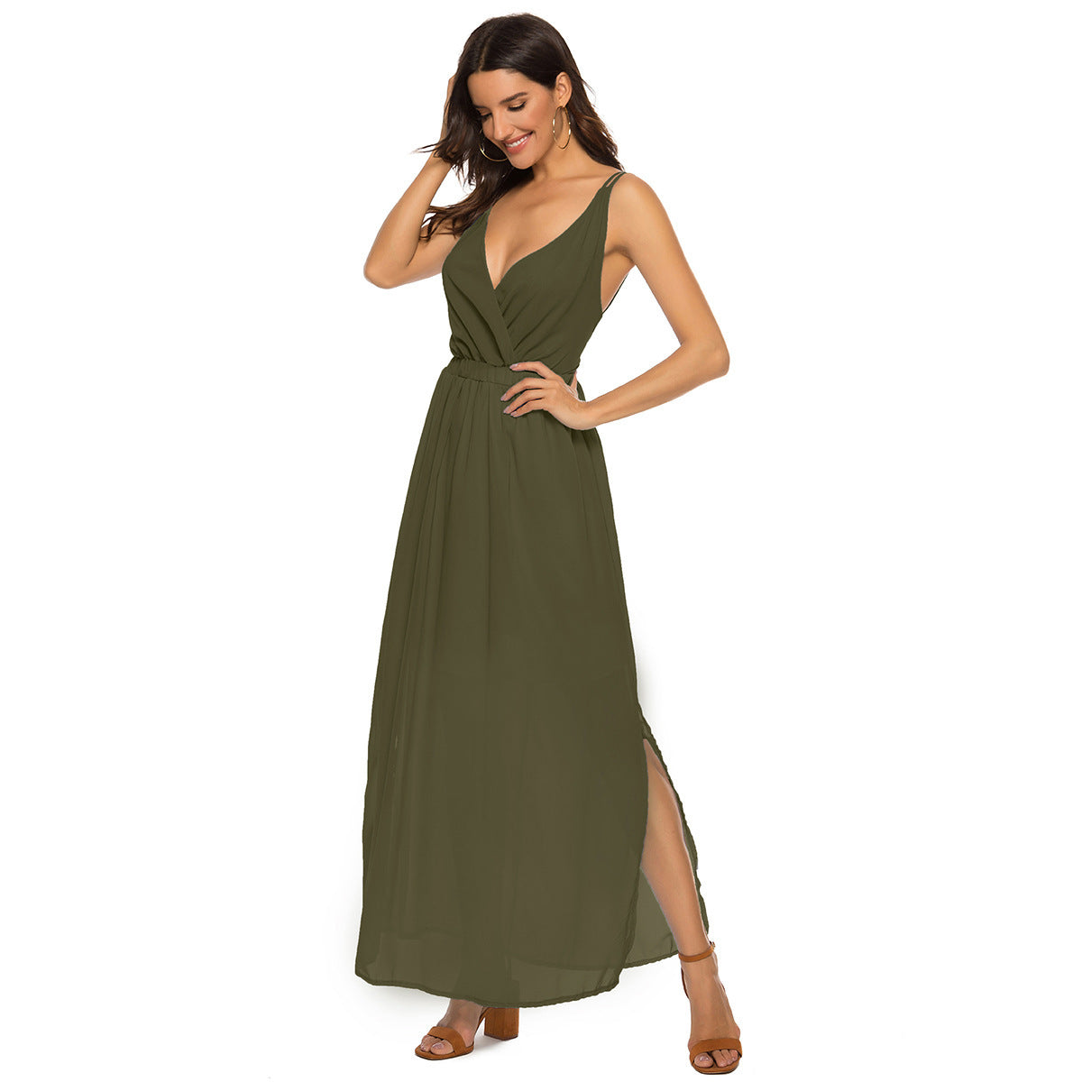 Effortless Flowy Backless Maxi Dress for Summer Elegance