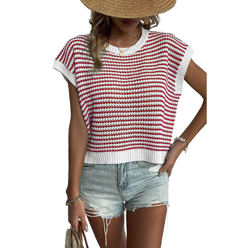 Chic Striped Knit Vest Top Comfortable Everyday Style