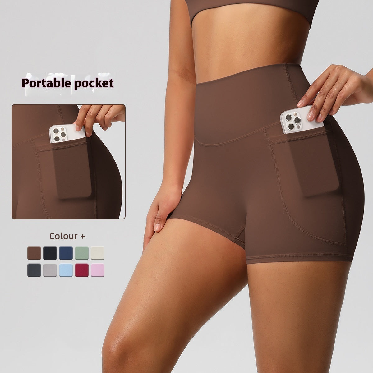 Comfortable High Waisted Athletic Shorts with Handy Side Pockets for Workouts