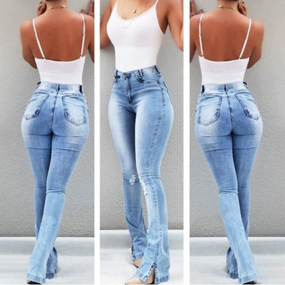 Aura High-Rise Split Hem Flare Jeans