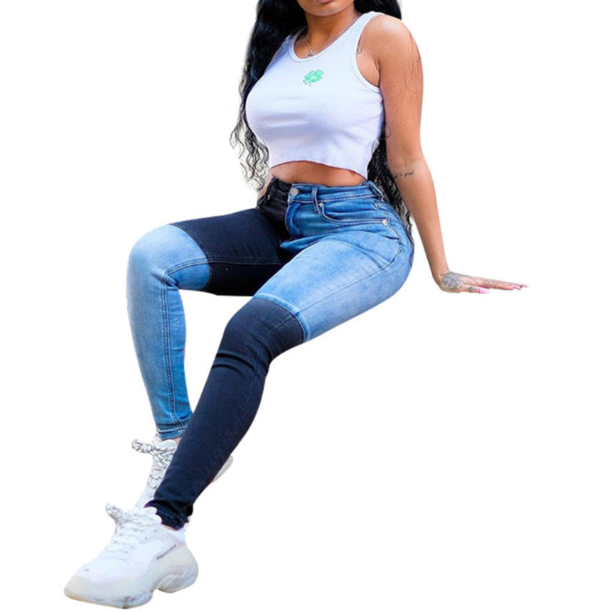 Aria Vintage Two-Tone Skinny Jeans