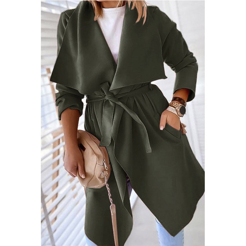 Sofia Belted Waterfall Trench Coat