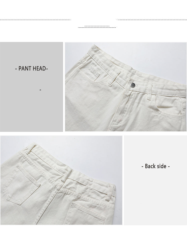 High-Rise Wide-Leg White Denim Jeans