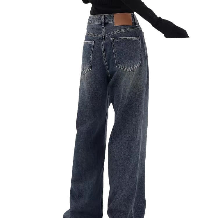 Effortless Retro Dark Wash Baggy Jeans