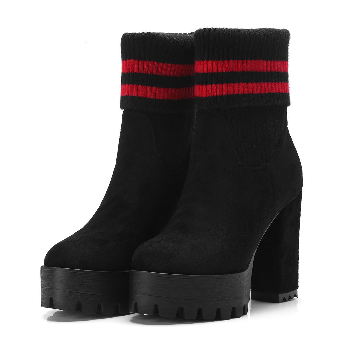 Stylish Platform Knit Ankle Boots