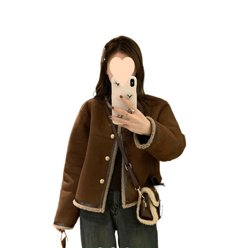 Fashion Personality Lambswool Suede Fur Coat Women