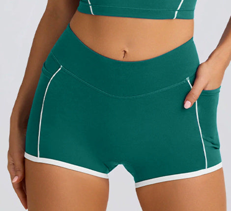 High Elastic Spaghetti Strap Crop Top and Shorts Fitness Activewear Set