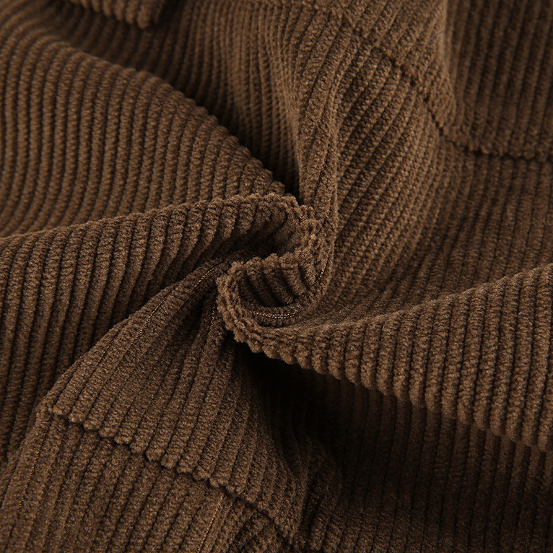 High Waisted Corduroy Pleated Mini Skirt with Delicate Lace Trim